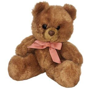 Vintage 1985 Prestige Toy Corp Brown Teddy Bear Plush Made in Korea Big Foot 8"